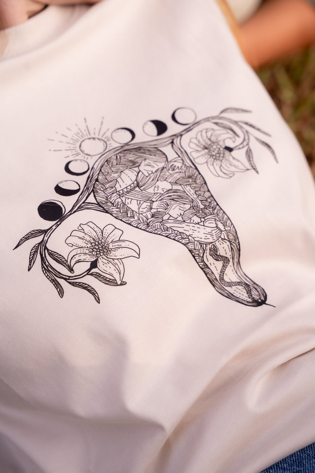 T-Shirt "Uterus-Generationen" Bio-Baumwolle Sand