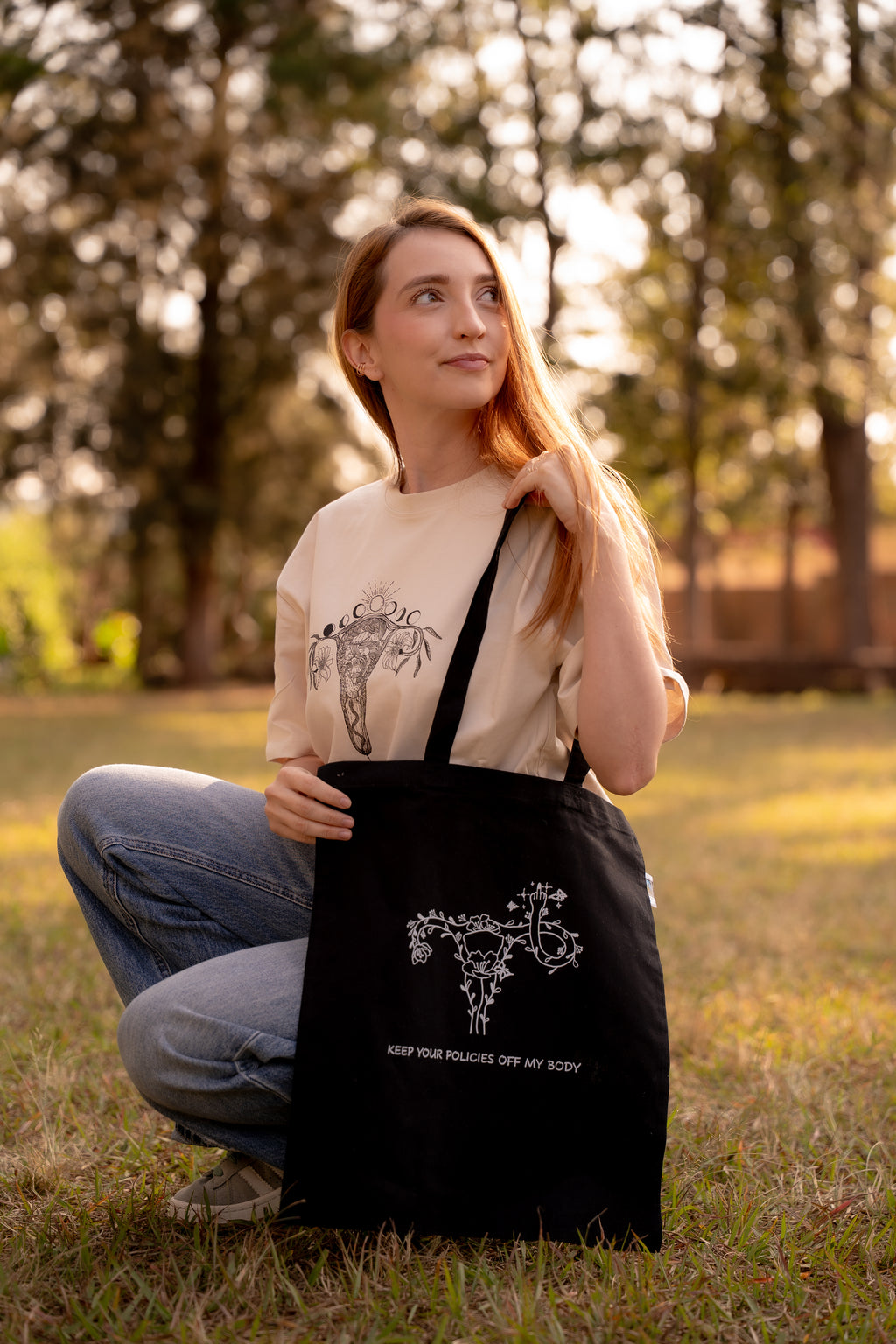 Tasche "KEEP YOUR POLICIES OFF MY BODY" Fairtrade Bio-Baumwolle