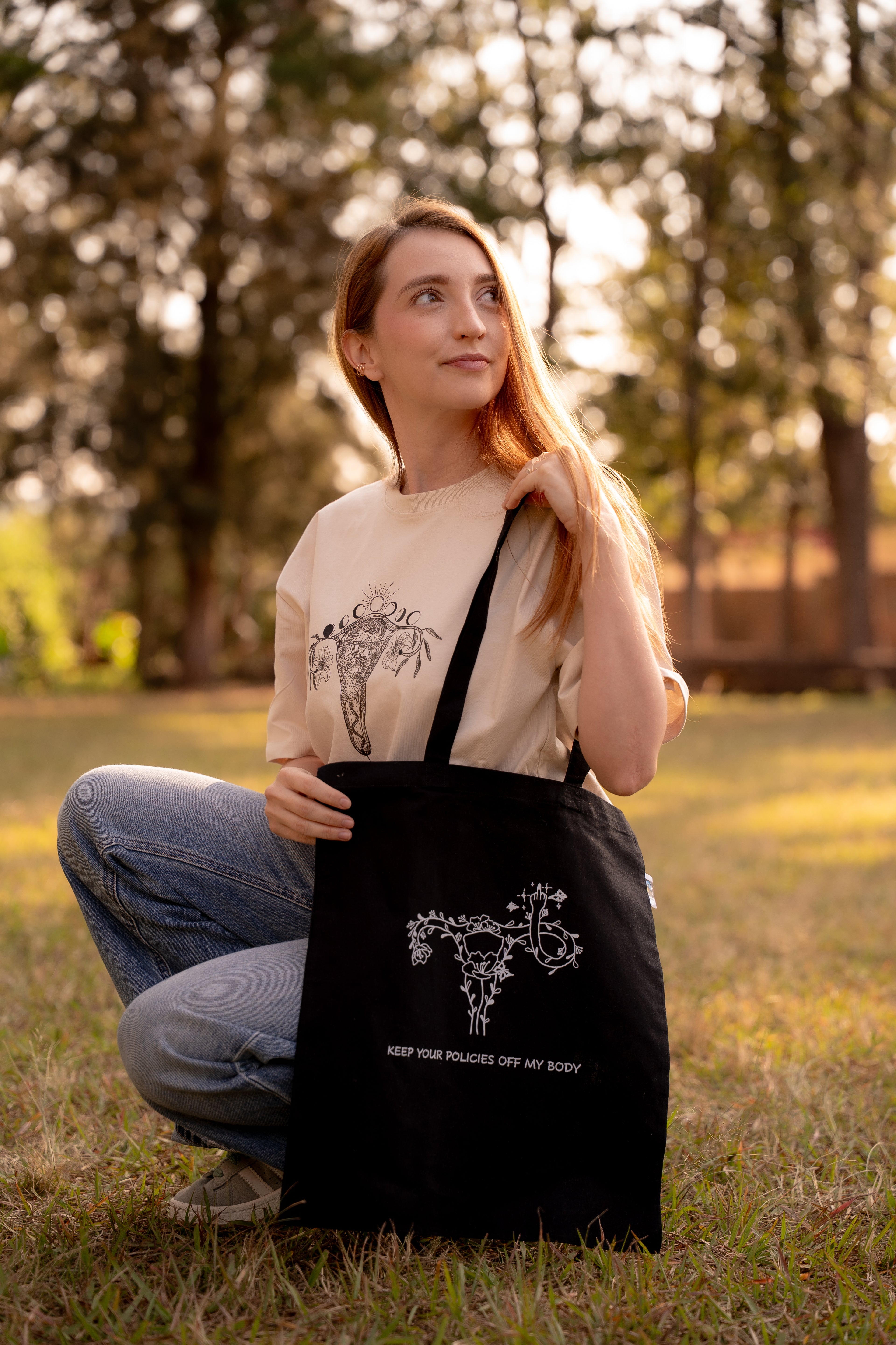 Tasche "KEEP YOUR POLICIES OFF MY BODY" Fairtrade Bio-Baumwolle